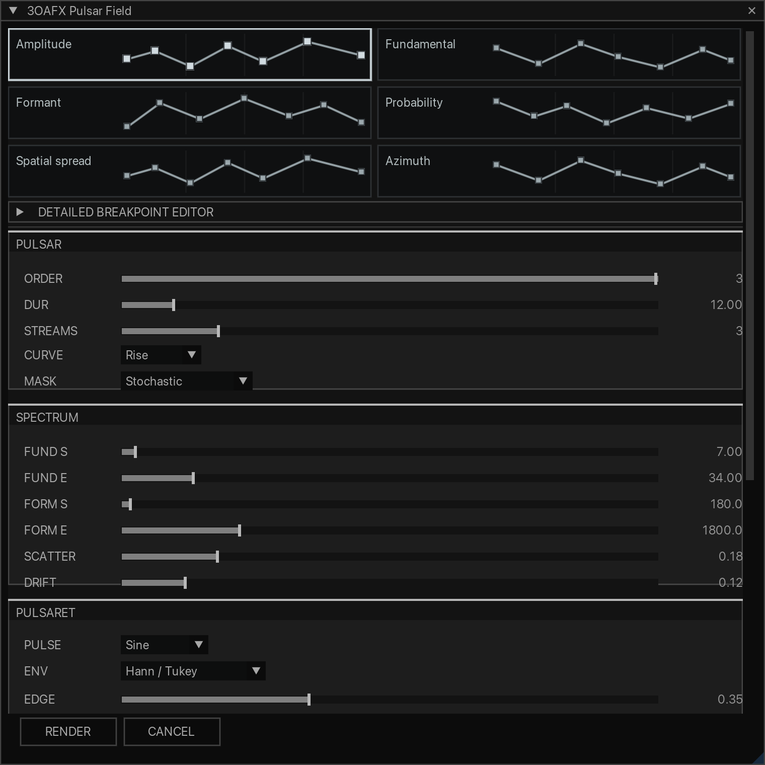 3OAFX Pulsar Field with active breakpoint envelopes