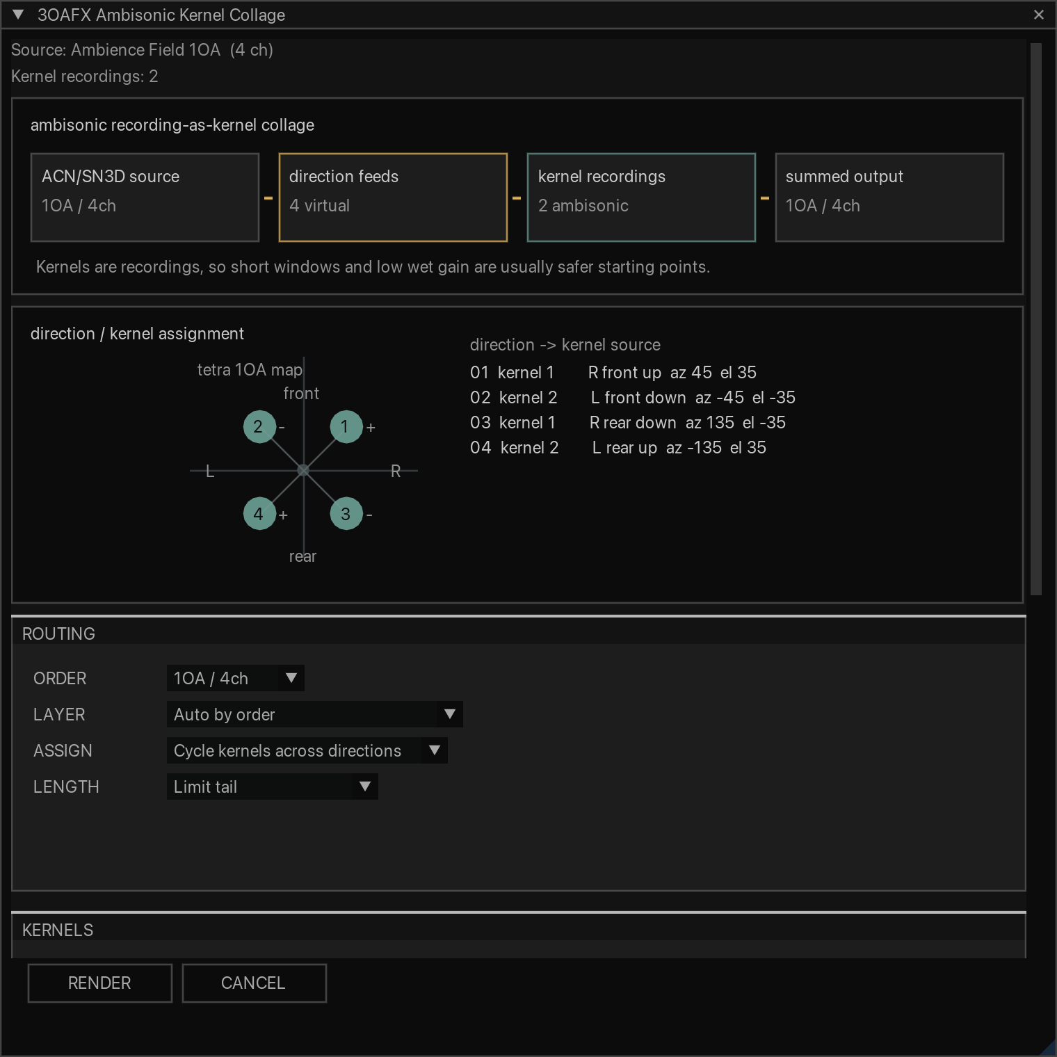 3OAFX Ambisonic Kernel Collage with multiple kernels