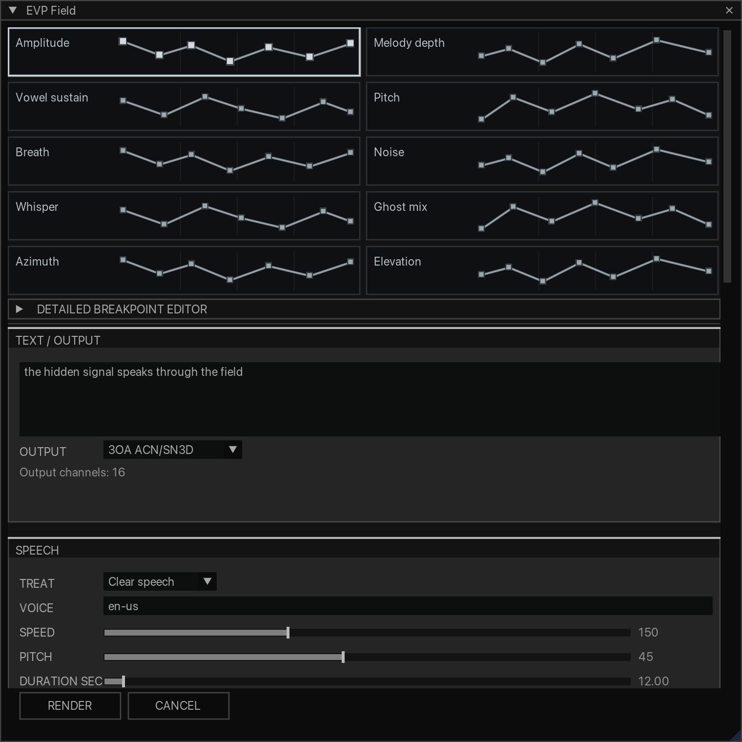 EVP Field with active breakpoint envelopes
