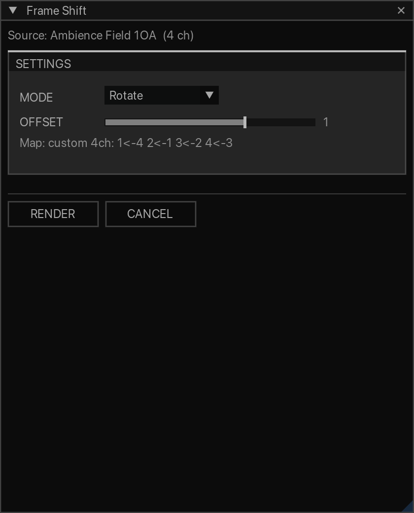 Frame Shift with selected multichannel audio