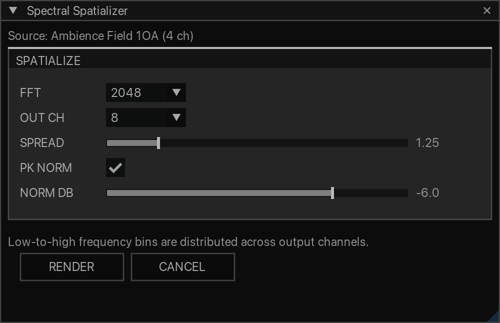 Spectral Spatializer with selected audio